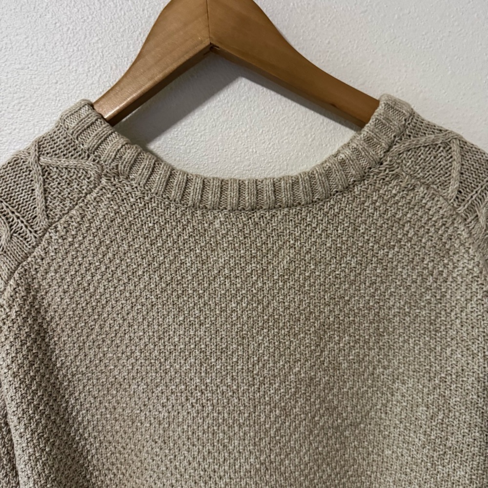 Old Navy Cozy Cable-Knit Cotton Sweater Wish Bone Beige Cabincore NWT-XXL - Picture 7 of 9